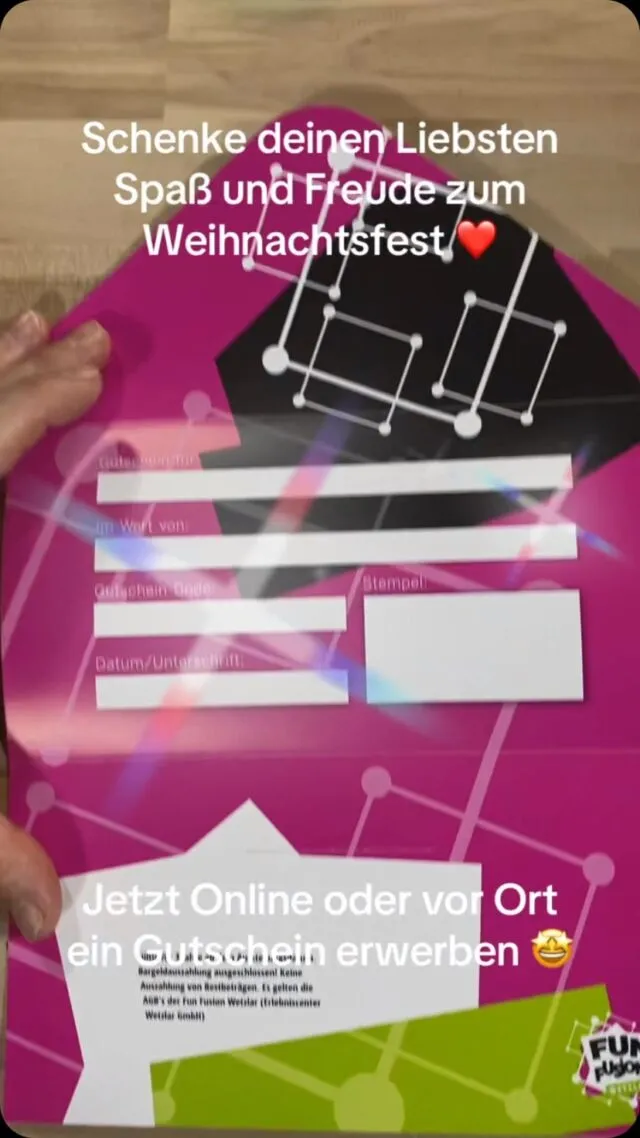 Du suchst noch nach einem Geschenk? Dann hole dir doch einfach ein Gutschein von Fun Fusion Wetzlar online oder vor Ort 🤩❤️