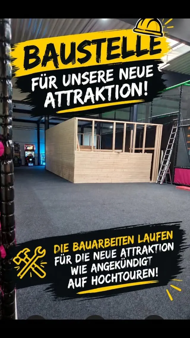 Bauupdate bei FunFusion Wetzlar 🚧

Liebe FunFusion-Fans,

wie vor einigen Wochen angekündigt, laufen die Bauarbeiten für unsere neue Attraktion auf Hochtouren. Tag für Tag arbeiten wir mit Hochdruck daran, euch schon bald ein völlig neues Highlight präsentieren zu können.

Freut euch auf die einmalige Attraktion in Mittelhessen, die es in dieser Form bisher nicht gibt und für jede Menge Action, Spaß und unvergessliche Erlebnisse sorgen wird.

Trotz der laufenden Bauarbeiten bleibt FunFusion weiterhin für euch geöffnet! Ihr könnt uns wie gewohnt besuchen, Spaß haben und eure Zeit bei uns genießen.

Wie bereits angekündigt, wird die neue Attraktion spätestens am 30.09.2026 offiziell in den Betrieb gehen. Bis dahin halten wir euch natürlich regelmäßig mit spannenden Einblicken und
weiteren Bau-Updates auf dem Laufenden.

Die Vorfreude wächst mit jedem Tag – und wir können es kaum erwarten, euch schon bald mehr zu verraten!

Bleibt gespannt! 🚧✨
Euer FunFusion Wetzlar-Team